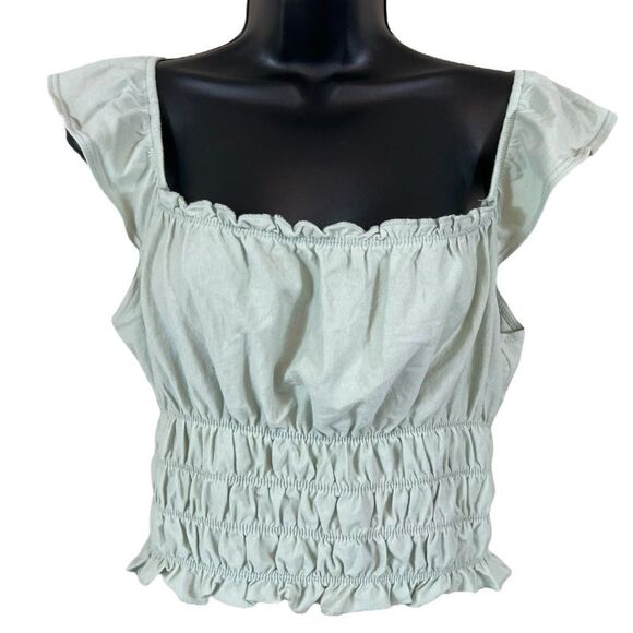 ASOS Miss Selfridges Mint Green Ruched Crop Top - Picture 1 of 9